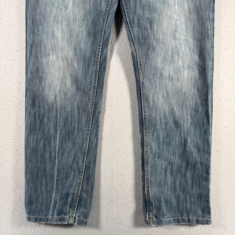 PD&C Slim Straight Jeans Mens 34x30 Blue Medium Wash Classic Distressed Denim - Picture 4 of 16